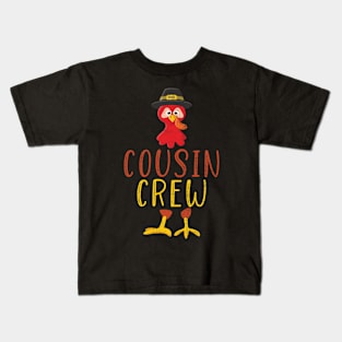 Thanksgiving cousin crew with cool turkey for family holiday Kids T-Shirt